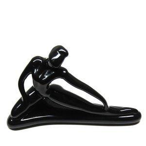 Black Ceramic Ballerina Dancer Figurine Sculpture Made in Brazil